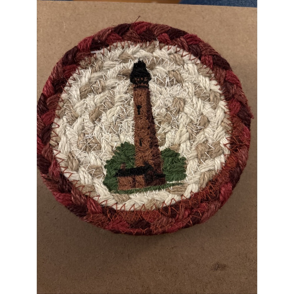 Lighthouse Braided Jute 5 Inch Coasters Natural Jute Set of 4